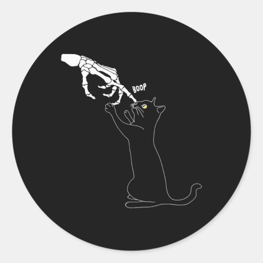 Kat Skeleton Hand Boop Kat Neus Grappig Halloween  Ronde Sticker (Voorkant)