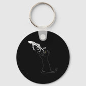 Kat Skeleton Hand Boop Kat Neus Grappig Halloween  Sleutelhanger (Voorkant)
