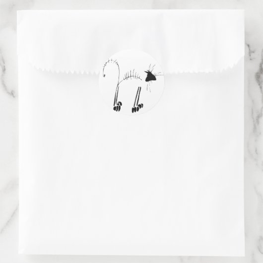 Kat Skeleton Ronde Sticker (Tas)