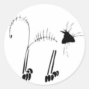 Kat Skeleton Ronde Sticker