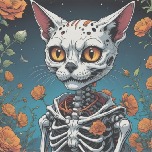 Kat Skeleton Sticker (Voorkant)