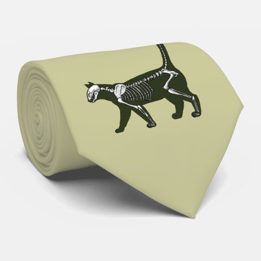 Kat Skeleton Stropdas (Opgerold)