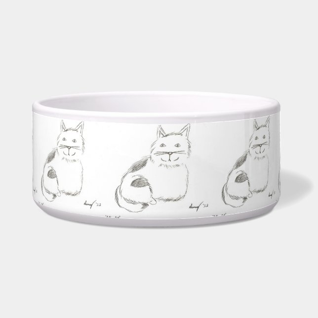 Kat Sketch Pet Bowl Voerbakje (Voorkant)