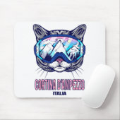 Kat ski bril bergpanorama cortina muismat (Met muis)