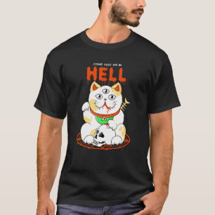 Kat Skull Pentagram Satanic Gothic Witchcraft Past T-shirt