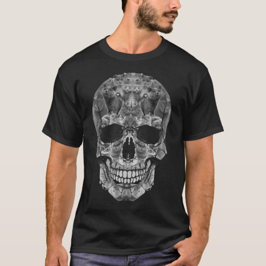 Kat Skull T-Shirt - Kat Skeleton Halloween Costu (Voorkant)