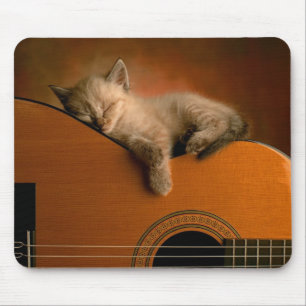 Kat Slaapend op Guitar Mousepad Muismat