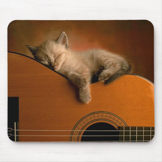 Kat Slaapend op Guitar Mousepad Muismat (Voorkant)
