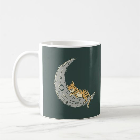 Kat slaapt naar de maan koffiemok (Links)