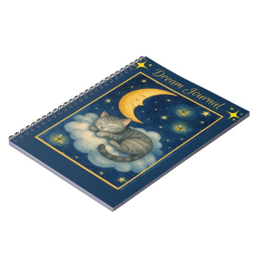 Kat slaapt op een wolk halve maan sterren Notitieb Notitieboek (Linkerzijde)
