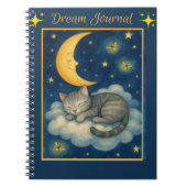 Kat slaapt op een wolk halve maan sterren Notitieb Notitieboek (Voorkant)