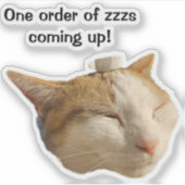 Kat slaapt op het werk sticker (Voorkant)