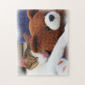 Kat slapen met Teddy Bear Legpuzzel (Verticaal)