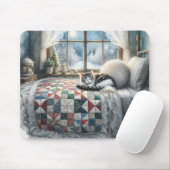 Kat Slapen op Bed Quilt Muismat (Met muis)