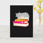 Kat slapen op Boeken Reading Cat Lover Kaart (Gele Bloem)