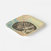 Kat slapen op quilt schattig papieren bordje (Gebogen)