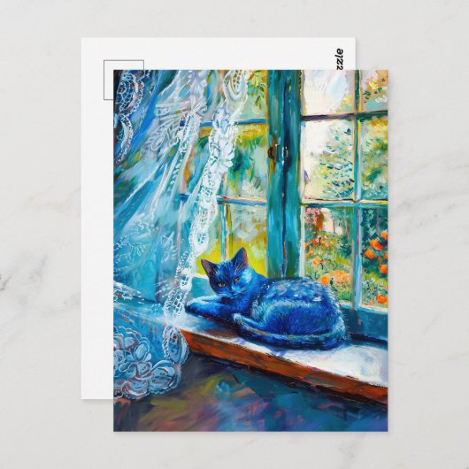 Kat Slapen op Raamrand Briefkaart (Voorkant / Achterkant)