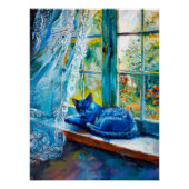 Kat Slapen op Raamrand Perfect Poster (Voorkant)