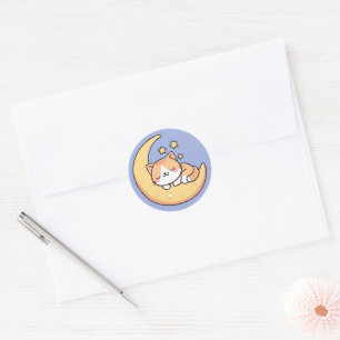 Kat Slapend Op De Maan Ronde Sticker