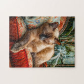 Kat Slapend op Gezellige Stoel Legpuzzel (Horizontaal)