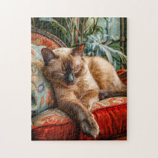 Kat Slapend op Gezellige Stoel Legpuzzel (Verticaal)