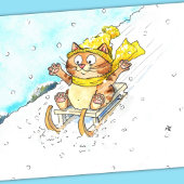 Kat Sledding Groet  Kaart
