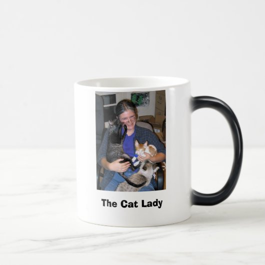 Kat - smokey en bril, The Cat Lady Magische Mok (Rechts)