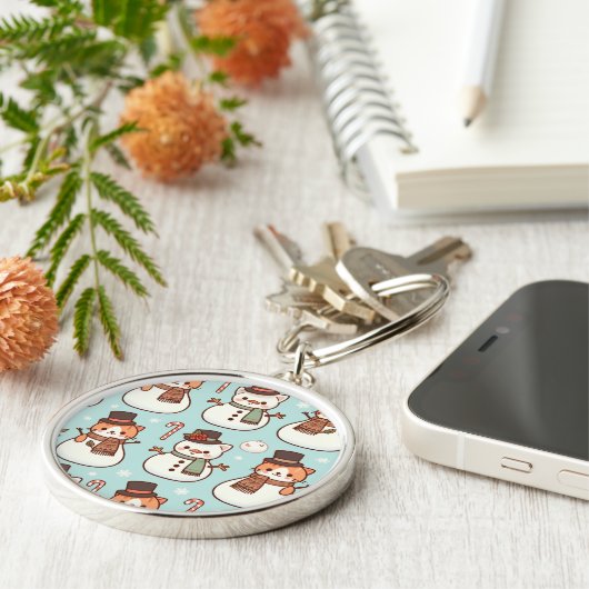Kat Sneeuwman Sleutelhangers (Circle) (Zijkant)