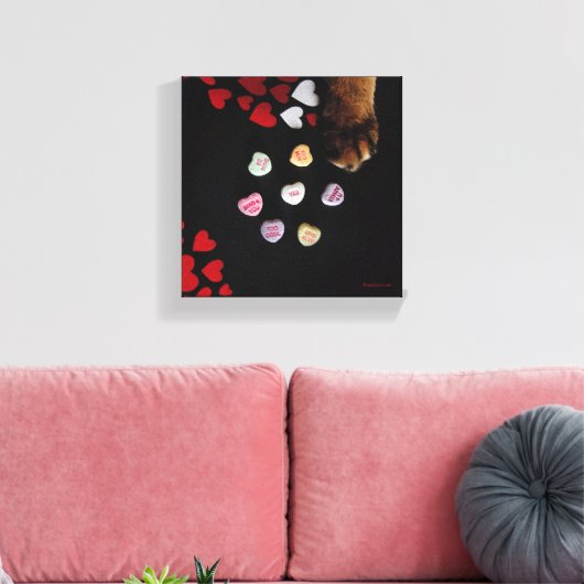 Kat Snoep Hart 8 x 8 inch omgepakt Canvas (Insitu (Woonkamer))