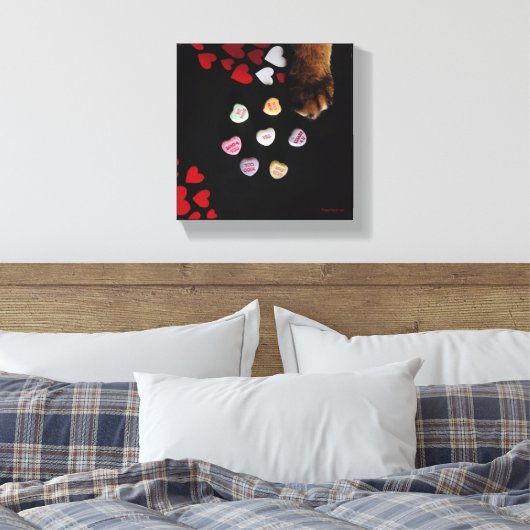 Kat Snoep Hart 8 x 8 inch omgepakt Canvas (Insitu (Slaapkamer))