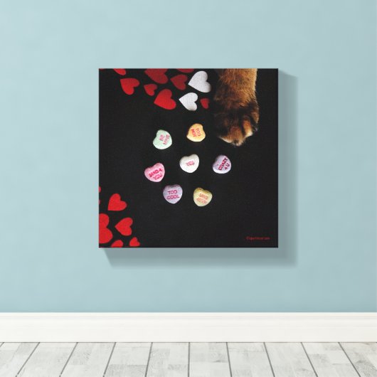 Kat Snoep Hart 8 x 8 inch omgepakt Canvas (Insitu (Houten vloer))