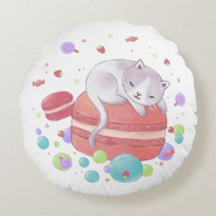 Kat & snoep Illustratie Rond Kussen