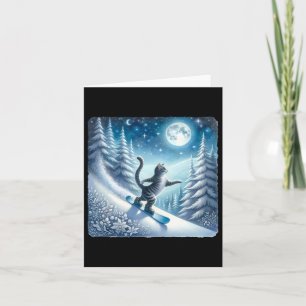 Kat Snowboarden sierlijk onder Starry Winter SK Kaart