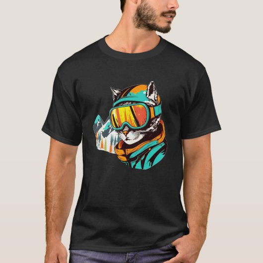 Kat Snowboarder Skiër Ontwerp Voor Snowboarders Wi T-shirt (Voorkant)