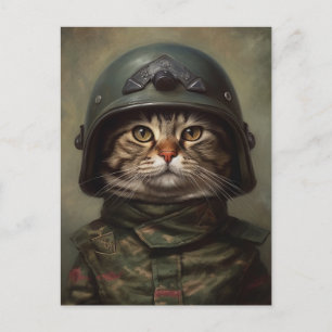Kat Soldaten in Militair Uniform Briefkaart