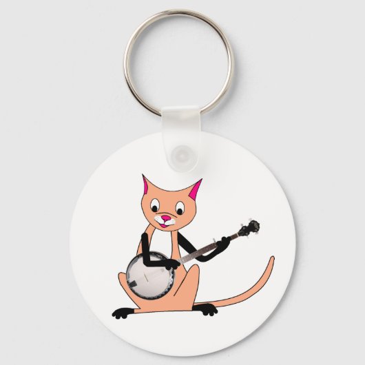 Kat Speel de Banjo Sleutelhanger (Voorkant)