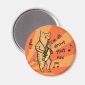 Kat-speelsaxofoon Magneet (Voorkant / Achterkant)