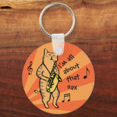 Kat-speelsaxofoon Sleutelhanger (Voorkant)