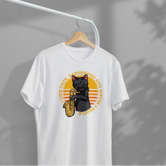 Kat-speelsaxofoon T-shirt