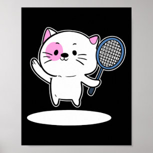 Kat speelt badmintonspeler voor mannen vrouwen poster