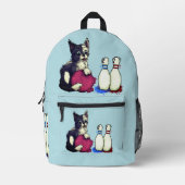 Kat speelt bowling bedrukte rugzak (Voorkant)