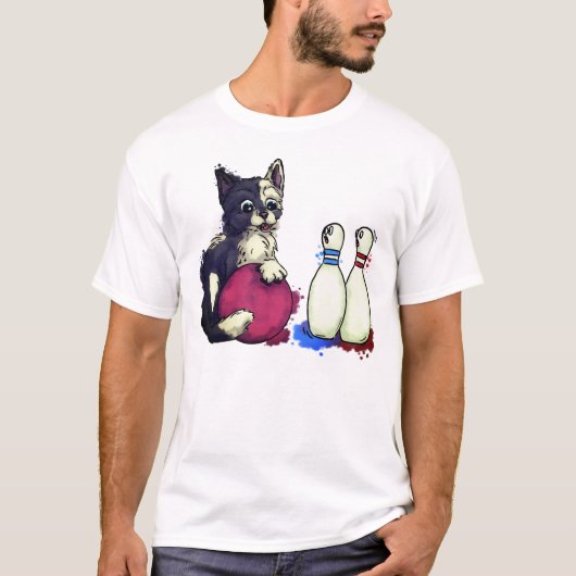 Kat speelt bowling t-shirt (Voorkant)