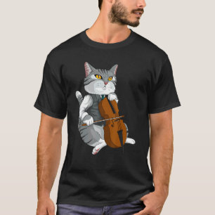Kat speelt cello viool muziekinstrument t-shirt