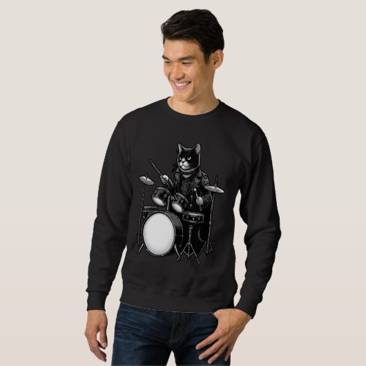 Kat speelt drums Cat Lover voor drummers Trui (Voorkant volledig)