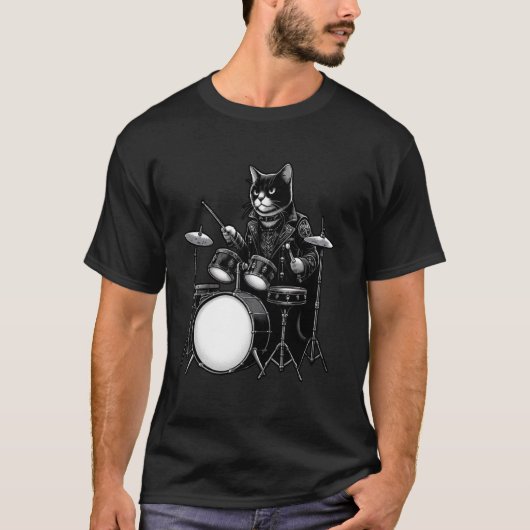 Kat Speelt Drums Kat Liefhebber Voor Drummers T-shirt (Voorkant)