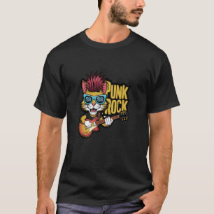 Kat Speelt Elektrische Gitaar - Grappig Retro Vint T-shirt