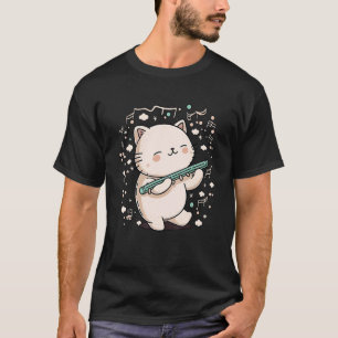Kat Speelt Fluit Kitten Kat Liefhebber T-shirt Kat