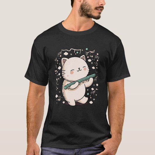 Kat Speelt Fluit Kitten Kat Liefhebber T-shirt Kat (Voorkant)