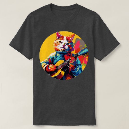 Kat speelt gitaar 6 t-shirt (Design voorkant)