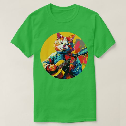 Kat speelt gitaar 6 t-shirt (Design voorkant)